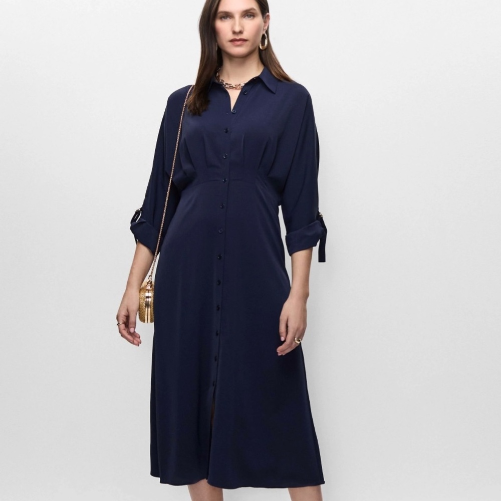 Melanie Lyne Navy Shirt Dress in EUC